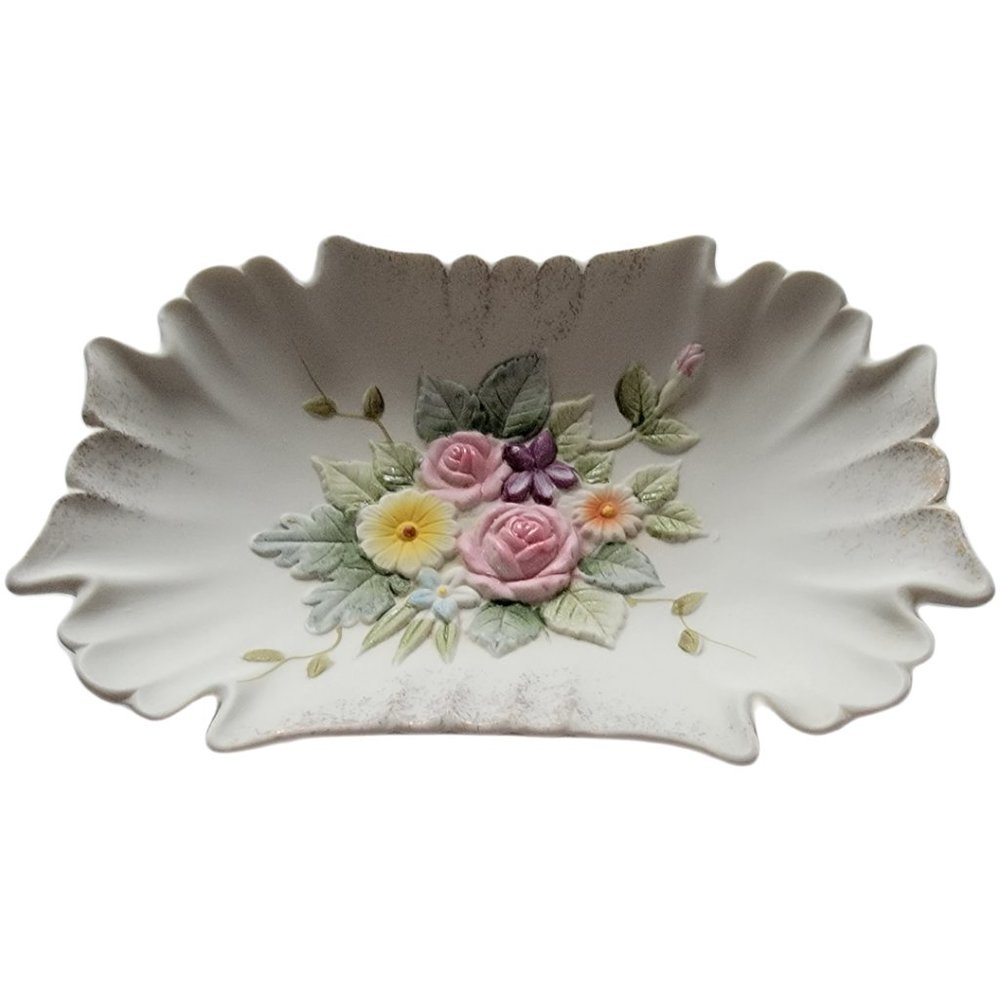 Vintage Lefton Ceramic Floral Shabby Chic Soapdish